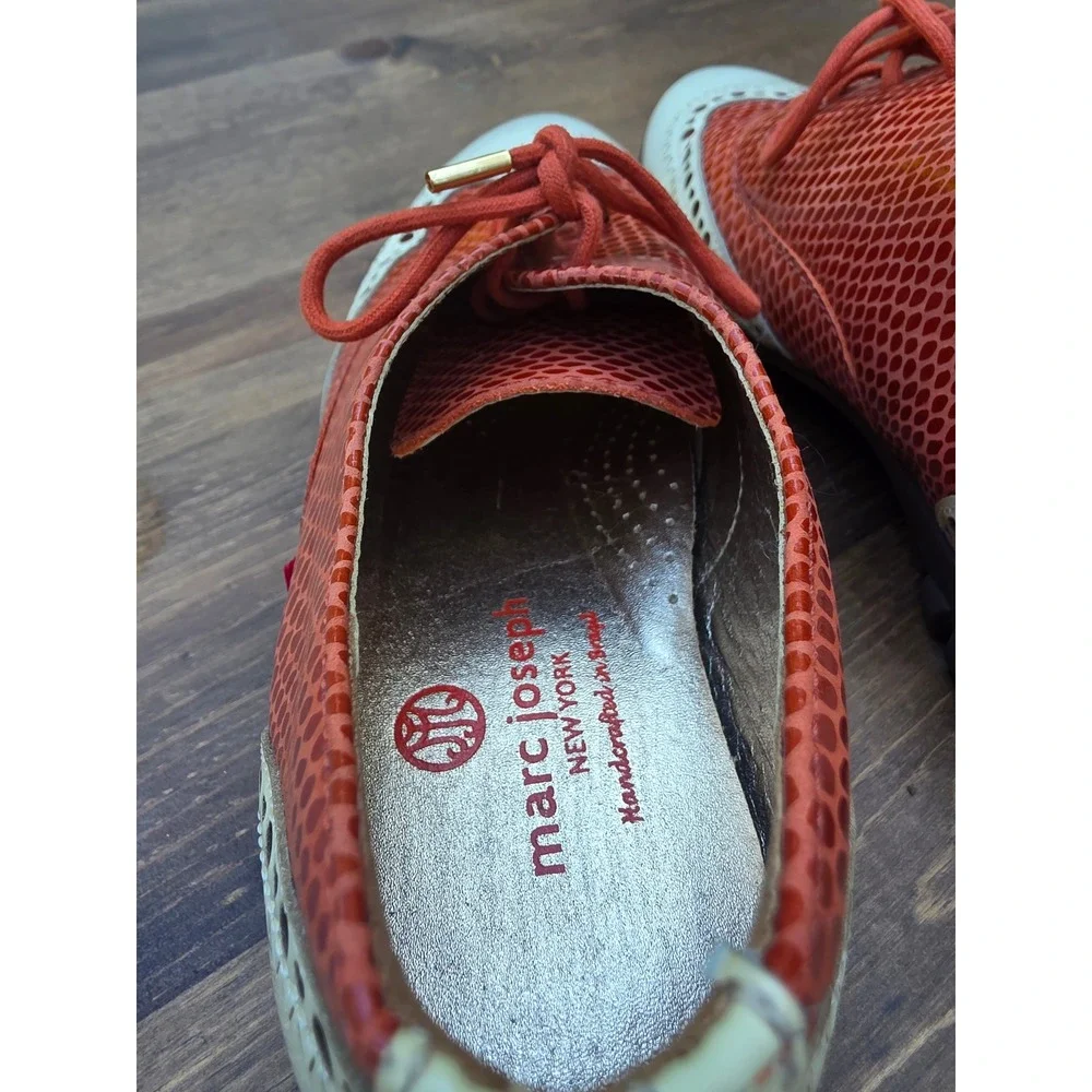 Marc Joseph New York NYC Golf Shoes Orange Snakeskin Leather Wingtip Womens 7.5